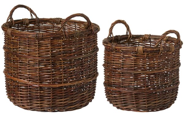 Okrúhly prútený kôš Unpeeled Willow Menší