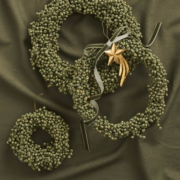 Korálkový venček Wooden Beads Green Ø 22 cm