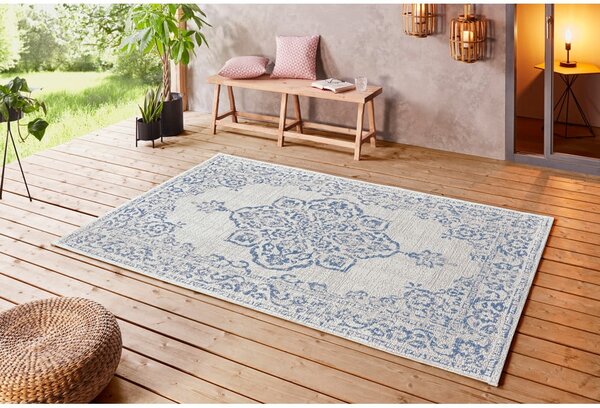 Modro-krémový vonkajší koberec NORTHRUGS Tilos, 120 x 170 cm