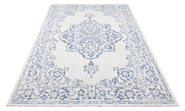 Modro-krémový vonkajší koberec NORTHRUGS Tilos, 120 x 170 cm