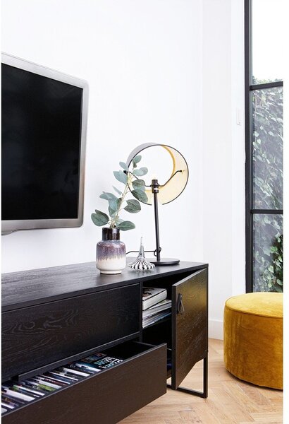 Čierny TV stolík z jaseňového dreva 180x61x44 cm Silas – WOOOD