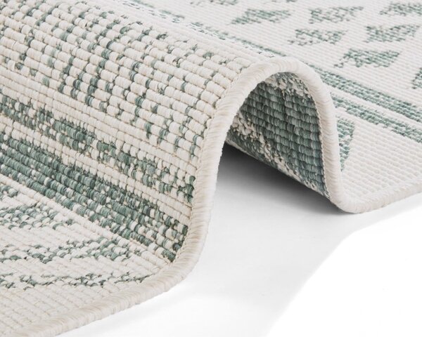 Zeleno-krémový vonkajší koberec NORTHRUGS Biri, 80 x 350 cm