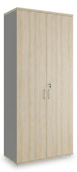 Vysoká skriňa SimpleOffice 80 x 40 x 180 cm, dub svetlý / sivá