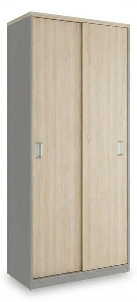 Vysoká skriňa SimpleOffice 80 x 40 x 180 cm, dub svetlý / sivá