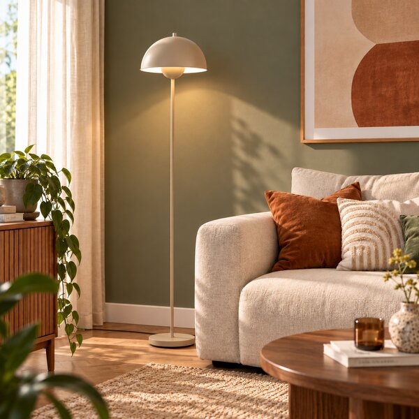 Retro stojaca lampa béžová 160cm - Magnax