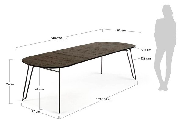 Rozkladací jedálenský stôl s doskou v dekore jaseňového dreva 90x140 cm Norfort – Kave Home