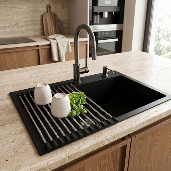 Rolovací odkvapkávač na drez REA P12298 Black