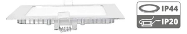 Zapustený štvorcový LED panel 12x12cm,6W,4100K,IP20, chróm (LED-WSQ-6W/41/CHR)