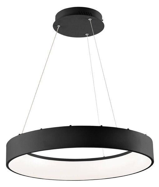 LED závesné svietidlo Noah, čierna, Ø 60 cm, kov,, Čierna, Obývacia izba / jedáleň, Hliník, Moderný, Závesné svietidlo