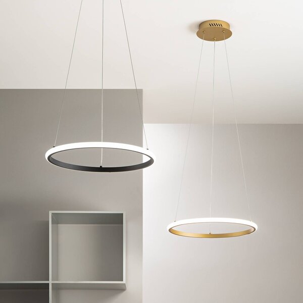LED závesné svietidlo Axis, Ø 60 cm, čierna, kov,, Čierna, Obývacia izba / jedáleň, kov, Moderný, Závesné svietidlo