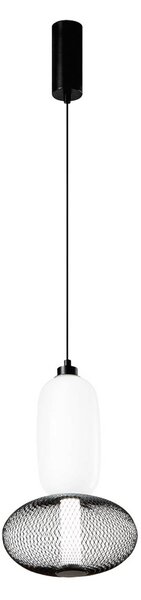 LED závesné svietidlo INKAS, výška 41 cm, čierna, sklo/kov,, Čierna, Obývacia izba / jedáleň, Sklo, Závesné svietidlo