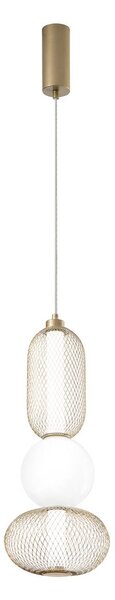 Luce Ambiente Design LED závesné svietidlo INKAS, výška 53 cm, zlatá farba sklo/kov, Mosadz / zlato, Obývacia izba / jedáleň, Sklo, Závesné svietidlo