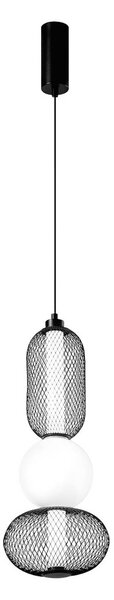 LED závesné svietidlo INKAS, výška 53 cm, čierna, sklo/kov,, Čierna, Obývacia izba / jedáleň, Sklo, Závesné svietidlo