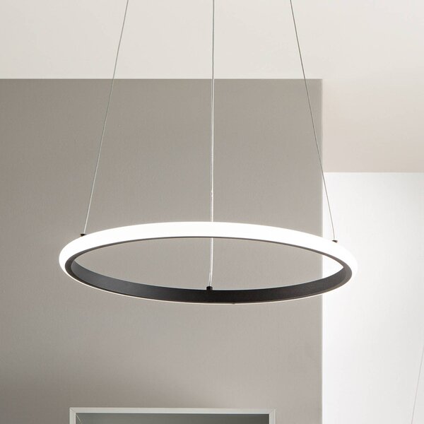 LED závesné svietidlo Axis, Ø 60 cm, čierna, kov,, Čierna, Obývacia izba / jedáleň, kov, Moderný, Závesné svietidlo