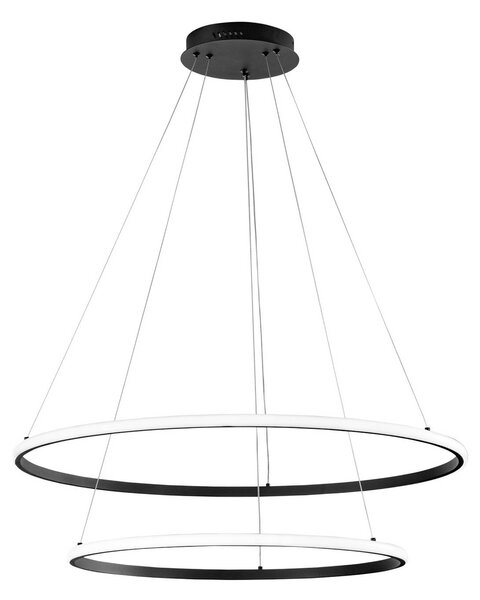 LED závesné svietidlo Axis, Ø 80/60 cm, čierna, kov,, Čierna, Obývacia izba / jedáleň, kov, Moderný, Závesné svietidlo