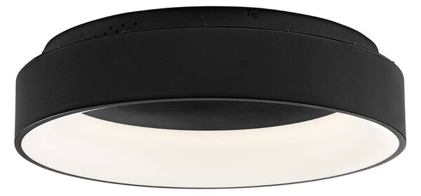 Stropné LED svetlo Noah, čierne, Ø 60 cm, kov,, Čierna, Obývacia izba / jedáleň, Hliník, Moderný, Závesné svietidlo