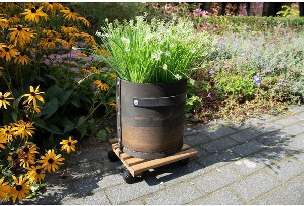 Drevený pojazdný podstavec pod kvetináč (výška 8 cm) Indoor & Outdoor – Esschert Design