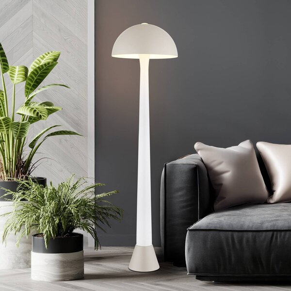 Globo Stojacia lampa Merlin, piesková/biela, kovová, výška 150 cm, E27, Krémová / jantárovo žltá, Obývacia izba / jedáleň, kov, Stojaca lampa