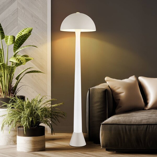 Globo Stojacia lampa Merlin, piesková/biela, kovová, výška 150 cm, E27, Krémová / jantárovo žltá, Obývacia izba / jedáleň, kov, Stojaca lampa