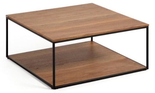 Hnedý konferenčný stolík s doskou v dekore orechového dreva 80x80 cm Yona - Kave Home