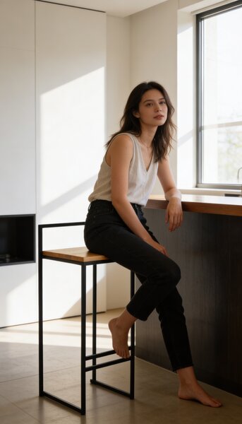 Barová stolička Cabra s masívnou dubovou doskou