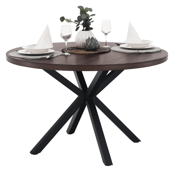 KONDELA Jedálenský stôl, tmavý dub/čierna, priemer 120 cm, MEDOR