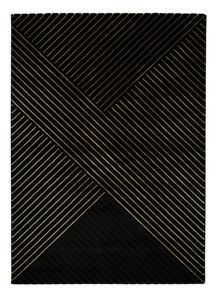 Čierny koberec Universal Gold Stripes, 160 x 230 cm