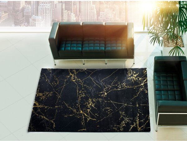 Čierny koberec Universal Gold Marble, 60 x 120 cm
