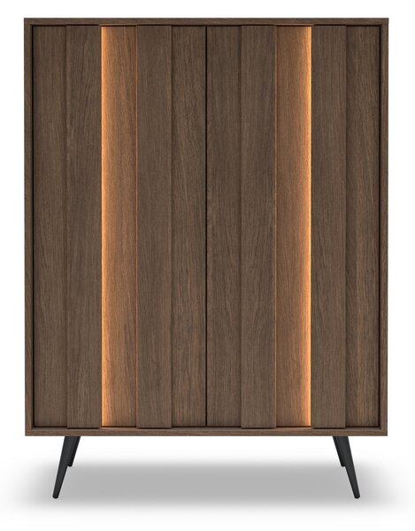 Vysoká komoda Flaro 93 cm s osvetlením - dub dunin
