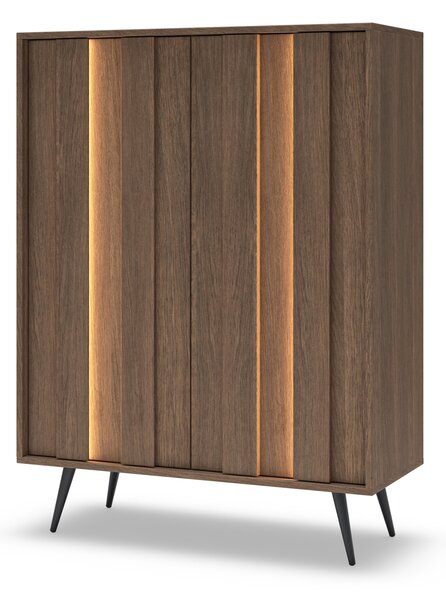 Vysoká komoda Flaro 93 cm s osvetlením - dub dunin