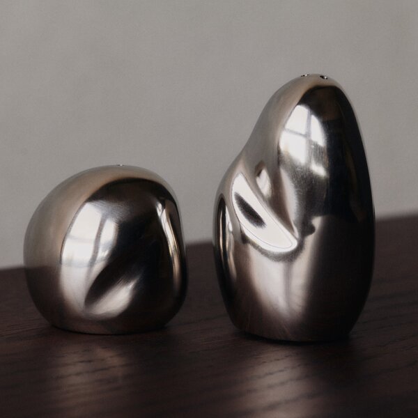 Soľnička s koreničkou Orevo Shakers Steel – set 2 ks
