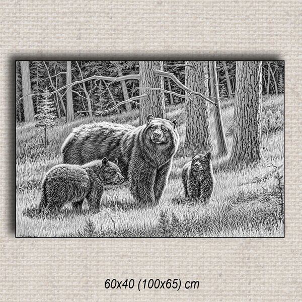 Obraz Medvede 01 Čierna 60x40 cm