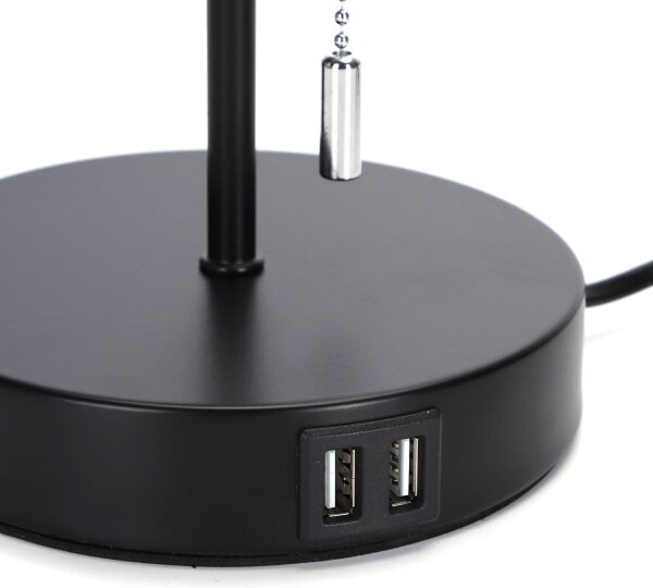 Aigostar - Stolná lampa s USB portom 1xE27/40W/230V čierna