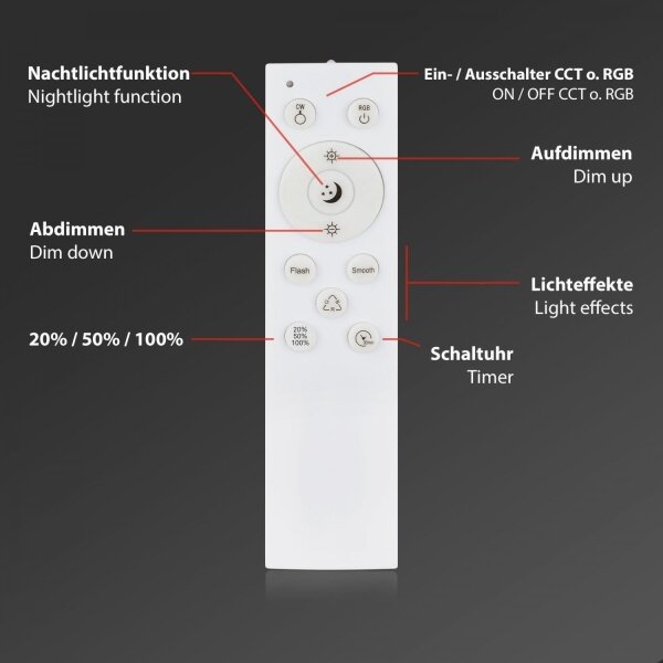 Briloner 3709-015 - LED RGBW Stm. stropné svietidlo LED/22W/230V čierna + DO