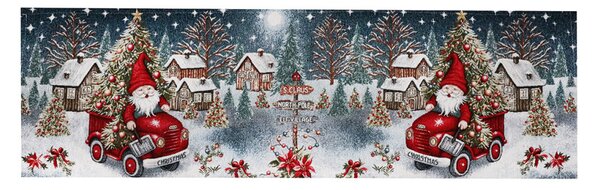 Vianočný gobelínový behúň na stôl Auto so stromčekom Chenille IT043 Farba Viacfarebná Rozmery 40x130 cm