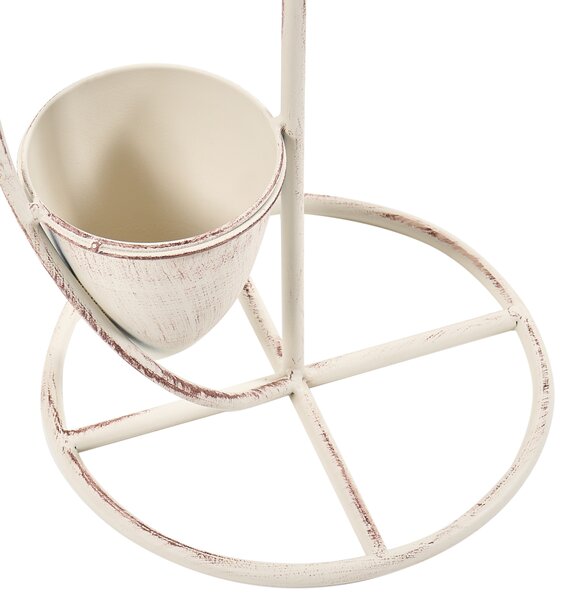 Stojan na rastliny béžový železo kaskádový 4 poschodia držiak na kvetináče vintage shabby chic štýl