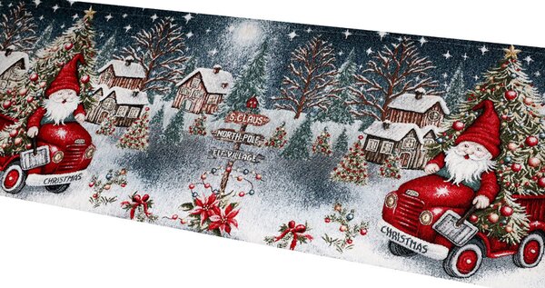 Vianočný gobelínový behúň na stôl Auto so stromčekom Chenille IT043 Farba Viacfarebná Rozmery 40x130 cm