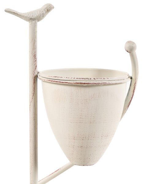 Stojan na rastliny béžový železo kaskádový 4 poschodia držiak na kvetináče vintage shabby chic štýl