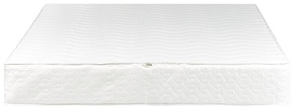 Vodná posteľ biela kožené čalúnenie 140 x 200 cm LED osvetlenie s roštom prešívané čelo redukcia vĺn moderný štýl spálňa
