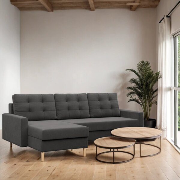 Rohová rozkladacia sedačka BLANK Comfort sivá