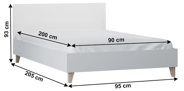 KONDELA Posteľ 90x200, biela, ABS hrany, FIERA