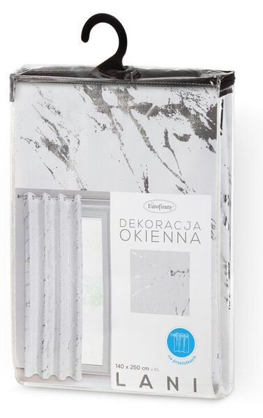 Dekorstudio Moderný záves LANI na dekoračných krúžkoch 140x250 cm - biely so striebornou potlačou