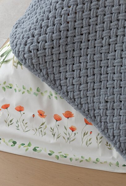 Deka Knittingly středně šedá Ručně pletená deka 130/170