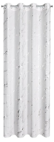 Dekorstudio Moderný záves LANI na dekoračných krúžkoch 140x250 cm - biely so striebornou potlačou