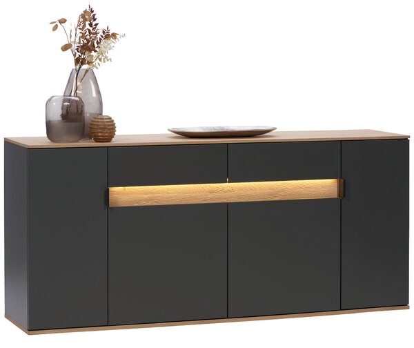 ŠIROKÁ KOMODA, antracitová, farba duba, 180,6/82/42 cm Dieter Knoll - Komody