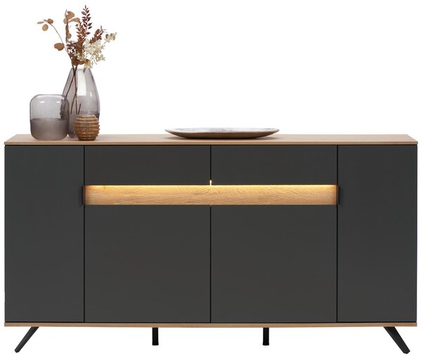 ŠIROKÁ KOMODA, antracitová, farba duba, 180,6/82/42 cm Dieter Knoll - Komody