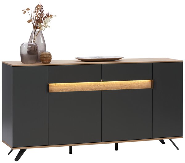 ŠIROKÁ KOMODA, antracitová, farba duba, 180,6/82/42 cm Dieter Knoll - Komody