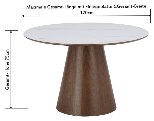 JEDÁLENSKÝ STÔL, biela, farba vlašského orecha, 120/120/75 cm Livetastic - Stoly, Online Only
