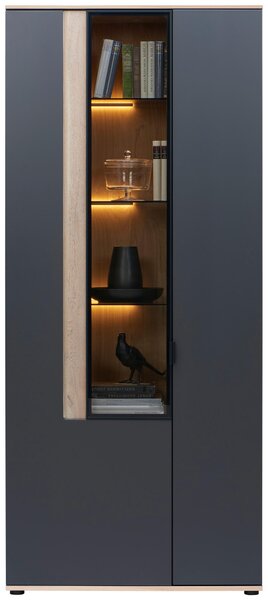 VITRÍNA, antracitová, farba duba, 93,2/213,1/42 cm Dieter Knoll - Sklenené vitríny