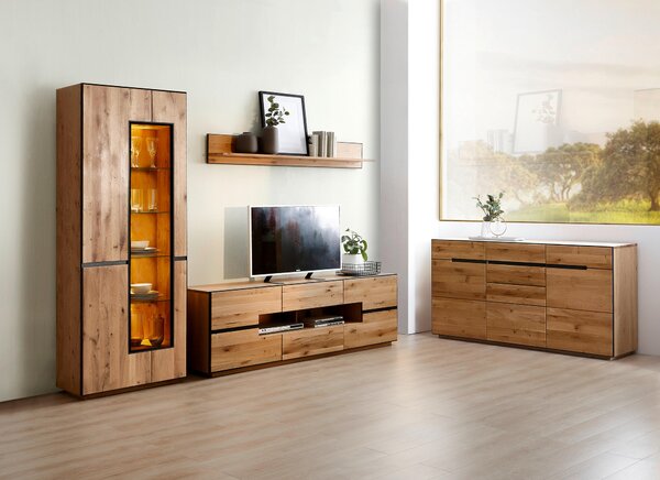 SKRINKA POD TV, divoký dub, antracitová, 181/62/47 cm Linea Natura - Komody